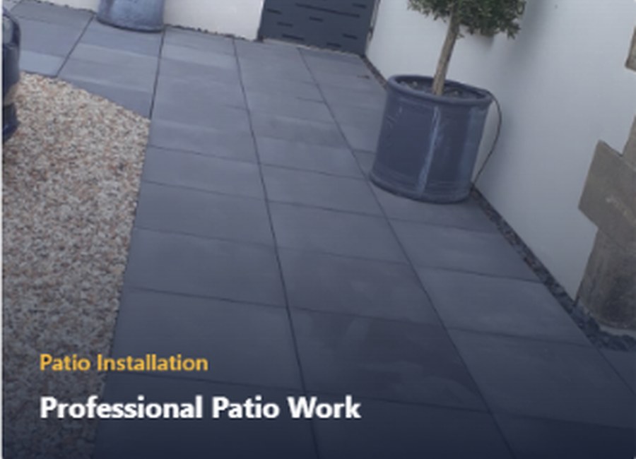 Grey patio paving